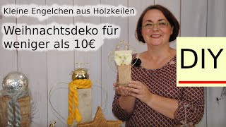 Kleine Engelchen mit Heiligenschein basteln aus Stoffresten Holzkeilen und Draht DIY 😇👼 [upl. by Nilknarf]