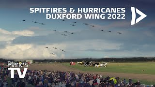 Awesome Duxford Wing massive formation of Spitfires and Hurricanes Battle of Britain Air Show [upl. by Acnalb]