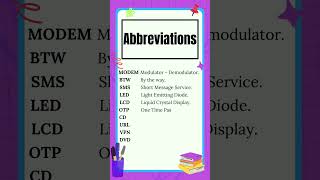 Abbreviations  10 more abbreviations list  The Study Corner  abbreviation shorts [upl. by Eugenie]