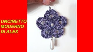 ORECCHINI UNCINETTO LAMINATI CON PERLINE E PENDENTE tutorial [upl. by Misak]