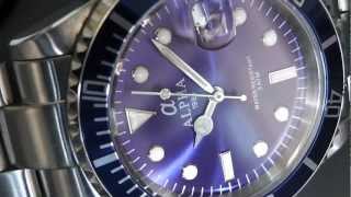 2S Time  ALPHA Watch Submariner Blue Bezel Automatic Diver [upl. by Roda]