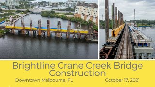 Brightline Crane Creek Bridge Construction  October 17 2021 [upl. by Atteinotna]