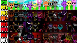 Incredibox Sprunki Mix All PHASES PHASE 12 VS PHASE 34 VS PHASE 56 VS PHASE 78 sprunki [upl. by Ainival759]