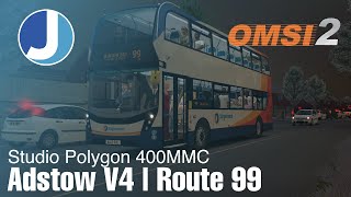 Back On The Adstow Route 99  OMSI 2  The Adstow Project  Studio Polygon 400 MMC [upl. by Odrareg]