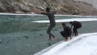 Jumping in frozen river  Chadar Trek [upl. by Htabazile]