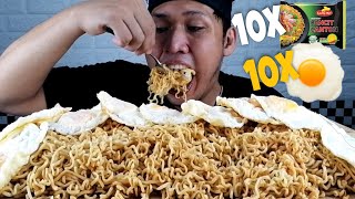 10X PANCIT CANTON 10 EGG  NO TALKING MUKBANG ASMR  MUKBANG PHILIPPINES [upl. by Gratianna]