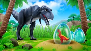 Giant Black TRex Protects and Rescues Eggs from Other Dinos  Heartwarming Dinosaur Cartoons [upl. by Aerdnu716]