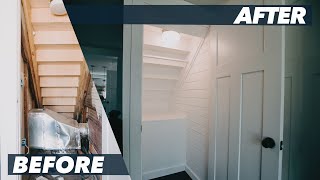 Build a Under Stairs Closet in 1 Day Under 100  DIY Timelapse [upl. by Yroger]