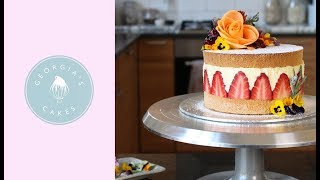 How To Make A Fraisier Cake  Georgias Cakes [upl. by Kela]