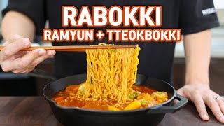 5 Minute RABOKKI l Tteokbokki with Ramyun Korean Spicy Rice Cake with Ramyun Noodles [upl. by Isnyl]