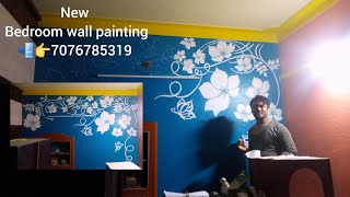 New Bedroom wall art 🎨 art Bedroom painting video [upl. by Hajan]