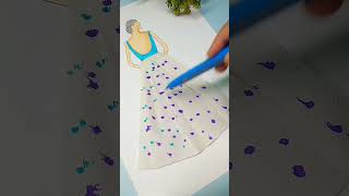 Easy dress from tissue paper art dress with brush pen drawing ytshort [upl. by Eerazed]