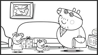 Peppa Pig Daddy Pig and George Coloring Book Pages Fun Art Video For Kids [upl. by Googins]