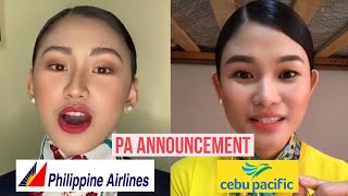 Philippine Airlines VS Cebu Pacific PA Announcement w Jen Barangan and Christine Dacera [upl. by Laoj]