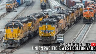 4K  Union Pacific Freight Train Operations at the West Colton Yard [upl. by Tristas]