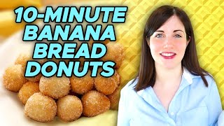 10Minute Banana Bread Donuts Challenge feat emmasgoodies  Pop Kitchen [upl. by Ettennat]