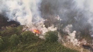 Spectacular and sobering view of Hawaii volcano from above [upl. by Lilhak]