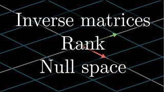 Inverse matrices column space and null space  Chapter 7 Essence of linear algebra [upl. by Yenor]