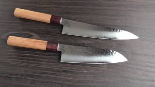 Japanese knives sakaitakayuki 33layer vg10 damascus hammered wahandle [upl. by Eitsirc662]