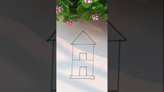 E দিয়ে সহজেই ঘর আঁকাHow to draw house shortvideo art housedrawing [upl. by Krid493]