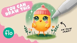 Easy Drawing Tutorial for Procreate  Drawing a Cute Chick [upl. by Marlette]