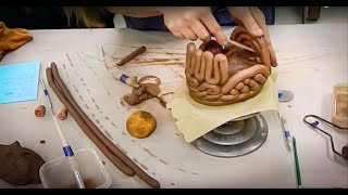 Thematic Coil Pot or Piece Decorative Coil Construction Techniques Demo for Ceramics I [upl. by Dulciana587]