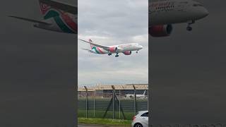 Kenya Airways Landing at Heathrow airport London [upl. by Oakie]