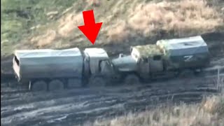 Stuck Kamaz Truck Carrying Fuel Gets Hit By Drone [upl. by Pammy812]