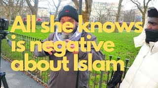 Deluded atheist lady all she knows is negative about Islam [upl. by Valerlan]