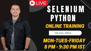 Live Selenium Online Training With Python With Framework and Interview Preparation  7th Oct 2024 [upl. by Alma868]