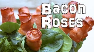 Edible Flowers  How to Make Bacon Roses [upl. by Anilys437]