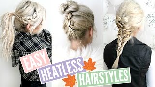 3 QUICK amp EASY HEATLESS Hairstyles for FALL  Sylvia Gani [upl. by Gellman310]