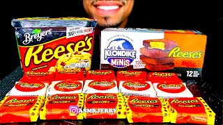 ASMR REESES JERRY ICE CREAM CANDY PEANUT BUTTER CUPS PIECES KLONDIKE SNACK BARS MUKBANG [upl. by Haggai]