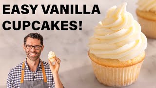 EASY Vanilla Cupcakes Recipe [upl. by Odnalo]