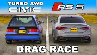 800hp AWD Civic v Audi RS5 DRAG RACE [upl. by Lecia]