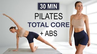 30 Min PILATES TOTAL COREAB WORKOUT  Tone  Sculpt your Core  No Repeat No Equipment No Jumping [upl. by Aihsekat]