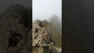 CRIB GOCH in a Windstorm Snowdonia Wales UK adventure scrambling mountains [upl. by Adnoraj]