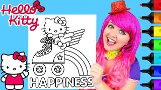 Coloring Hello Kitty Rainbow Roller Skate Coloring Page Prismacolor Markers  KiMMi THE CLOWN [upl. by Nylde516]