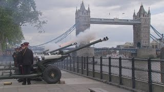 Gun salute for Prince Philips 94th birthday [upl. by Ahseekat]