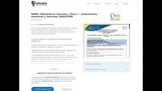 UNAD  Matemáticas discretas  Tarea 1  fundamentos relaciones y funciones ¡SOLUCIÓN [upl. by Eibbob]