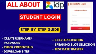 IELTS IDP Student Login All About UsernamePassword EOR Speaking Slot TRF Test Date Transfer [upl. by Goodhen]