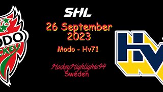 MODO VS HV71  26 SEPTEMBER 2023  HIGHLIGHTS  SHL [upl. by Benenson]