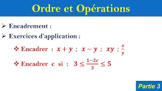 ordre et opérations  encadrement  3AC et Tronc Commun [upl. by Schumer740]