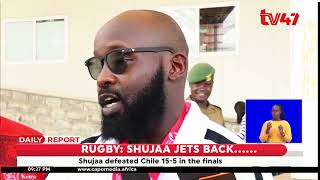 Rugby team Shujaa jets back from Dubai after winning performance [upl. by Lleroj235]