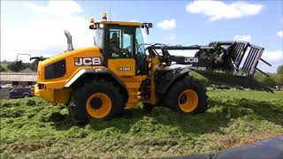 JCB silage clamp demonstration at Grassland 2018 [upl. by Cissiee895]