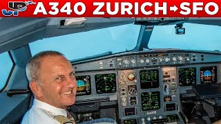 Swiss Airbus A340300 Cockpit Zurich🇨🇭 to San Francisco🇺🇸 [upl. by Shanks]