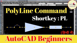 Creating Polyline in AutoCAD  Draw polyline with all methods  Using Polyline command inAutoCAD [upl. by Aynad]