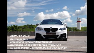 BMW M240 i Sportauspuff EisenmannExhaustSystems HJS Downpipe  barracudawheelsGewindefahrwerk ST [upl. by Giverin]