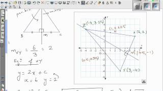 Finding the equation of the line of symmetry of a triangle NCEA Level 2 Excellence question [upl. by Jac]