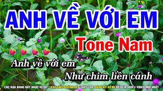 Karaoke Anh Về Với Em  Tone Nam Nhạc Sống Mới  Huỳnh Lê [upl. by Aicatsue]